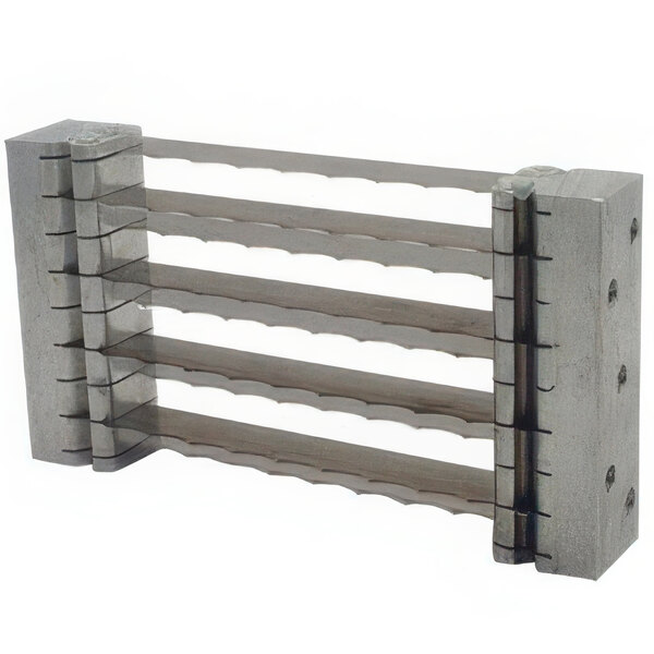 A metal rack with several Nemco 3/8" replacement blade assemblies on it.