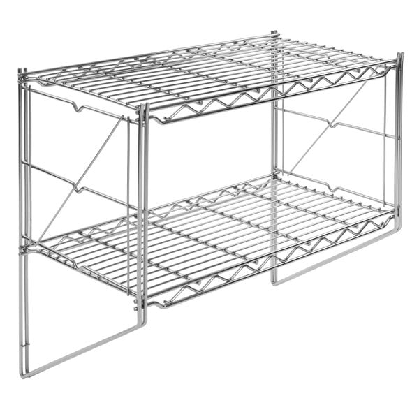 A Metro Erecta wire rack with two shelves on it.