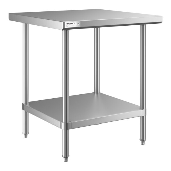 Regency 30" x 30" 18-Gauge 430 Stainless Steel Commercial Work Table with Undershelf