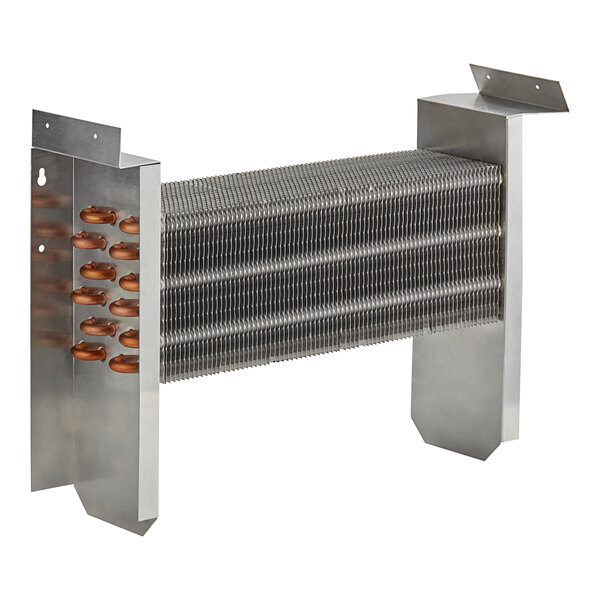 An Avantco evaporator coil with copper pipes and metal plates.
