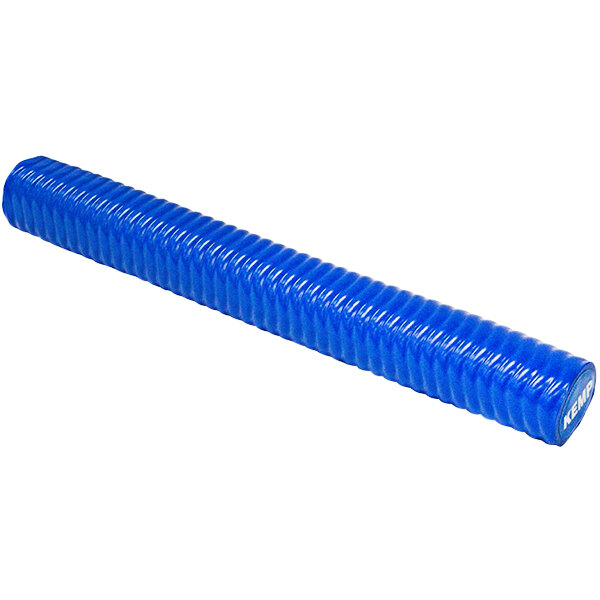 A Kemp USA royal blue soft ribbed pool noodle.