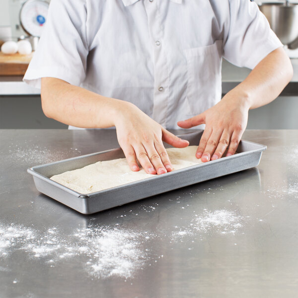 Chicago Metallic 22100 New England Glazed Aluminized Steel Hot Dog Bun Pan