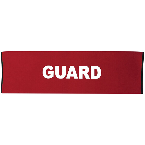 A red rectangular Kemp USA rescue tube cover with white "GUARD" text.