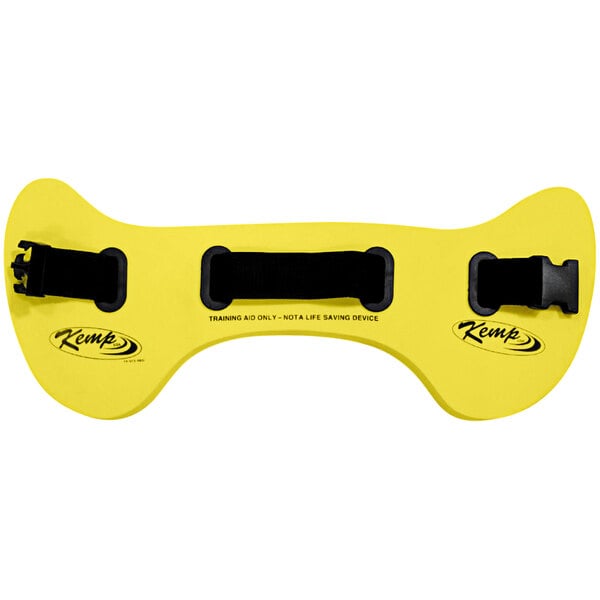 A yellow object with black straps.