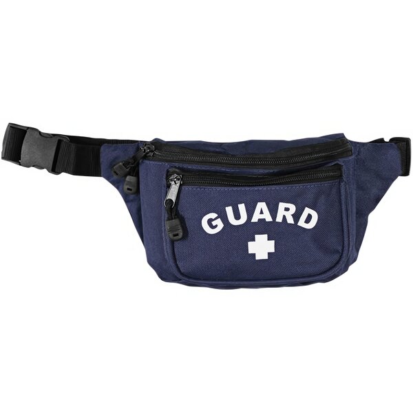 A navy waist bag with a white cross and the word "Guard" in white.