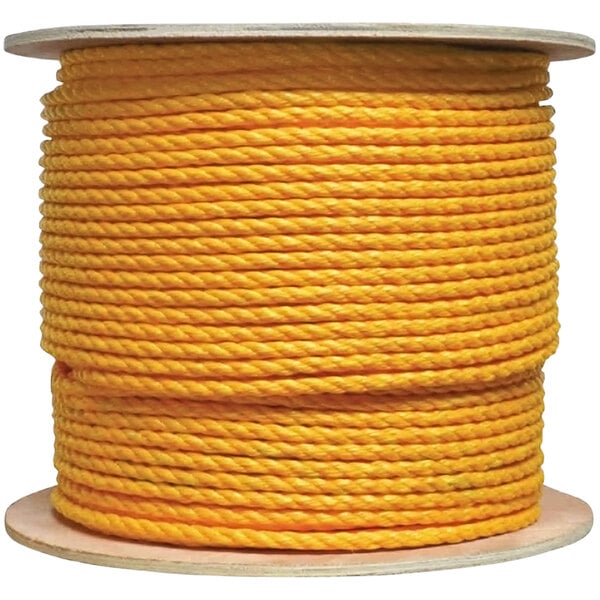 A spool of yellow Kemp USA polypropylene rope.