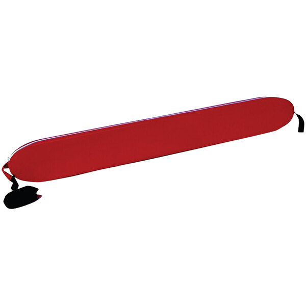 A red rectangular Kemp USA rescue tube with black straps.