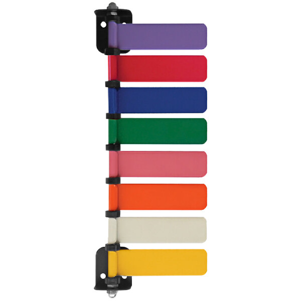 A colorful Omnimed exam room flag set with multiple rectangular flags.