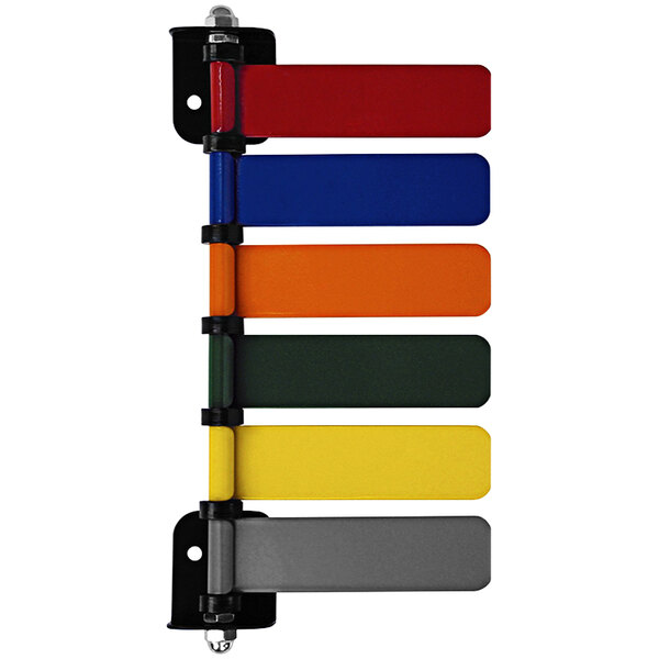 A white Omnimed wall-mounted 6-flag system with rectangular colored flags.