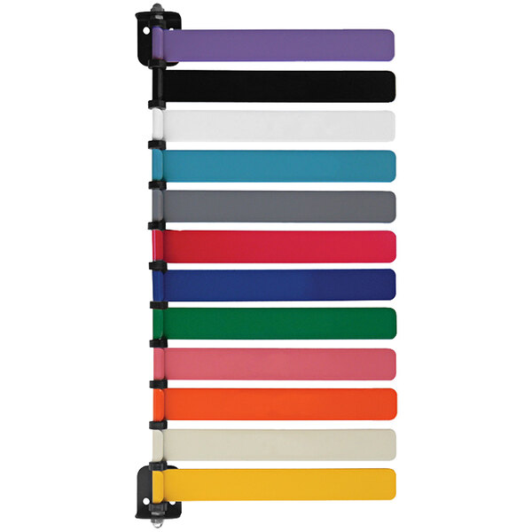 An Omnimed exam room status and signal system with a row of colorful rectangular plastic strips.