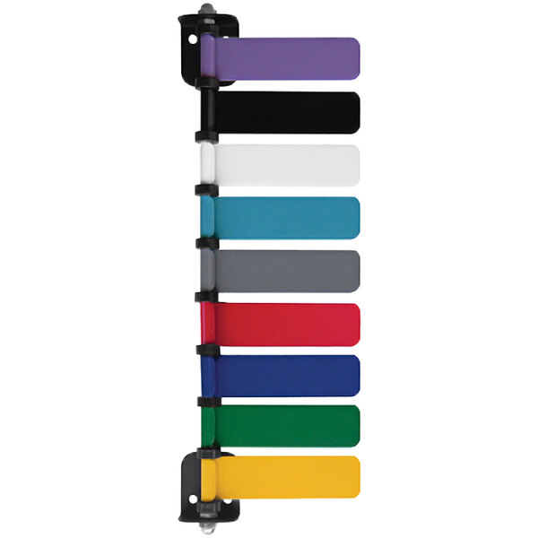 A white Omnimed rectangular exam room status flag with nine different colors.