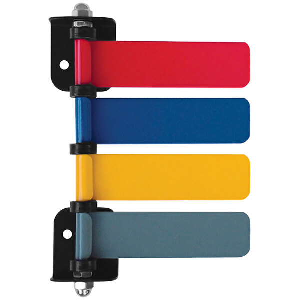 An Omnimed 4-flag system with rectangular flags in yellow, blue, red, and green.