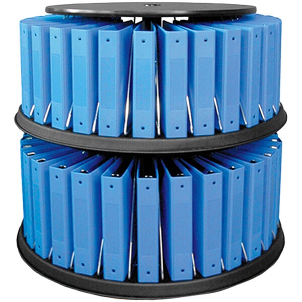 A blue Omnimed Countertop Carousel holding blue folders.