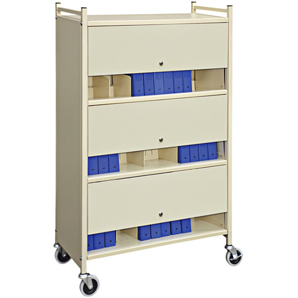 A beige Omnicart with blue locking panels.