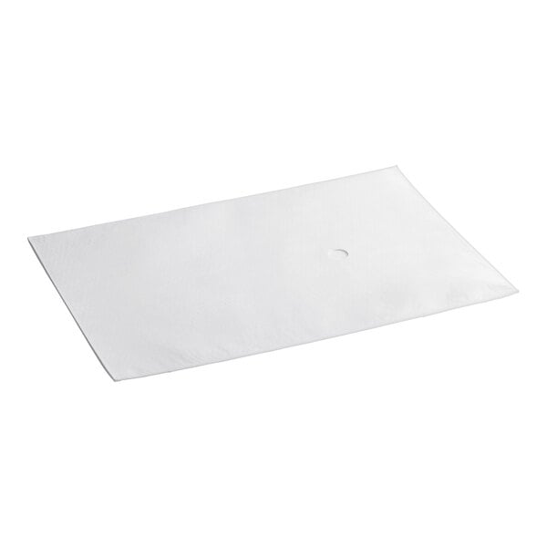 A white rectangular Masterfil fabric filter with a circle in the middle.