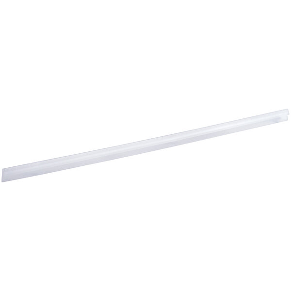 A clear plastic clip with a long white tube.