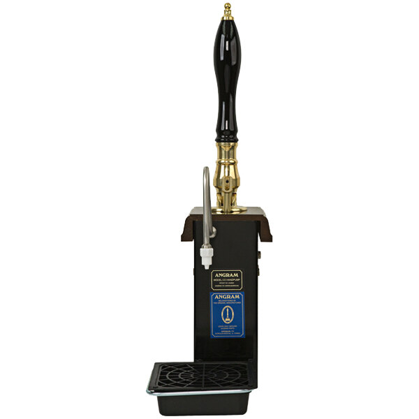 A black and gold Micro Matic Angram clamp-on beer engine tap.