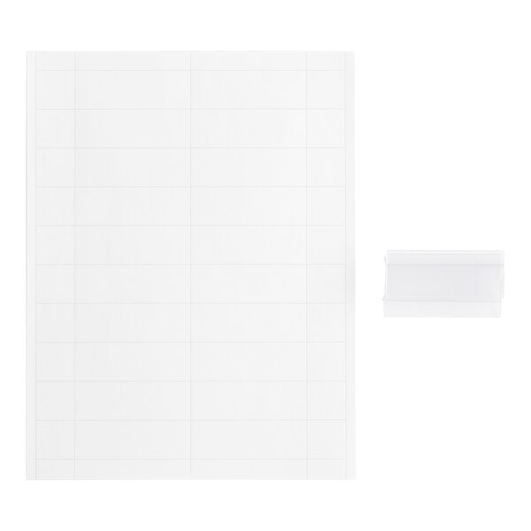 A white rectangular clip-on label holder with a black border on a white sheet of paper.
