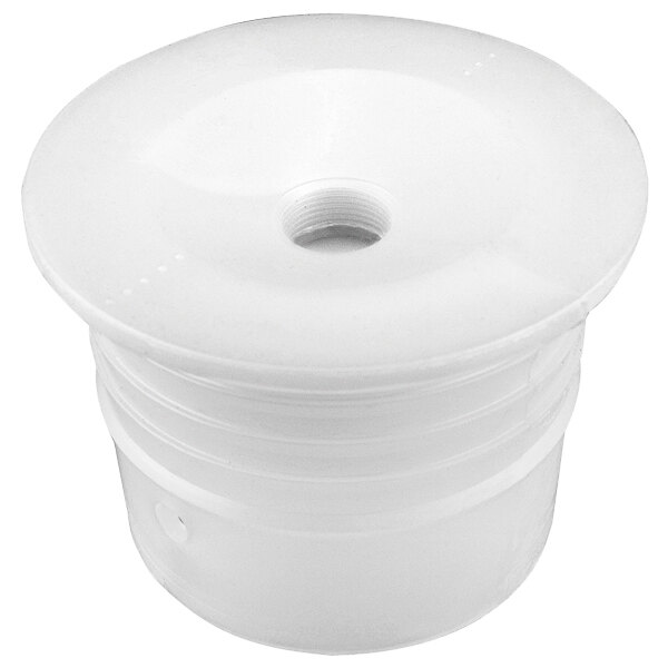 A white plastic Micro Matic SHIVE-P with a hole in the lid.