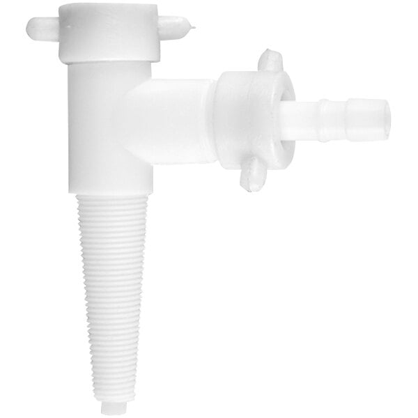A white plastic pipe with a screw.