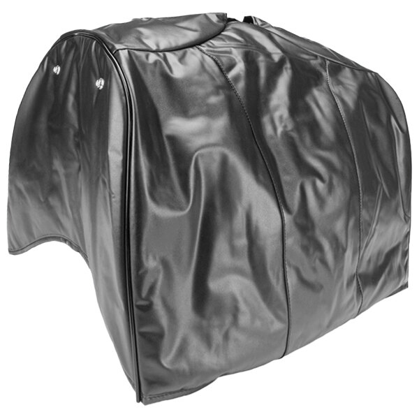 A black leather Micro Matic firkin keg jacket cover with a zipper.