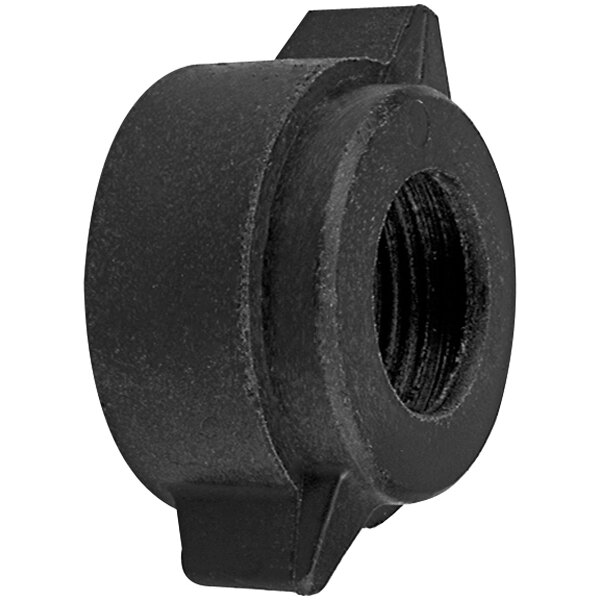 A black round Micro Matic CASK-NUT with threads.