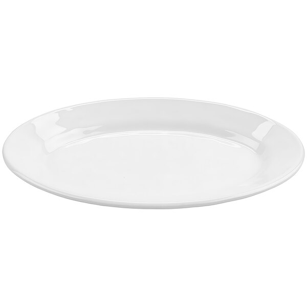 A white oval platter with a white background.