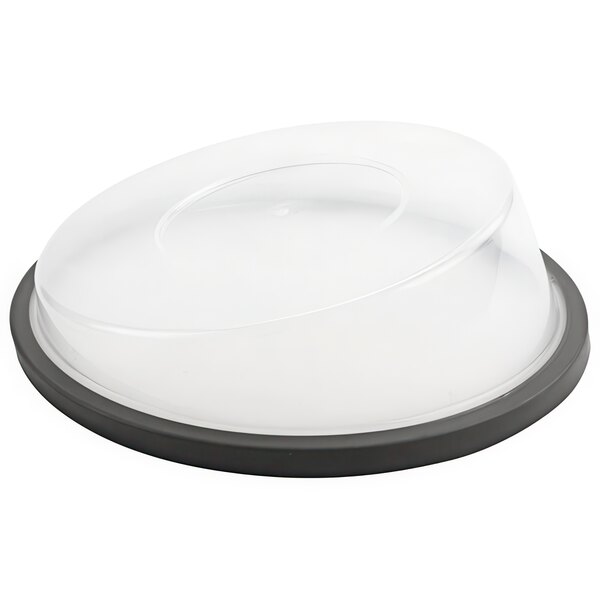 A clear polypropylene lid with a black base.