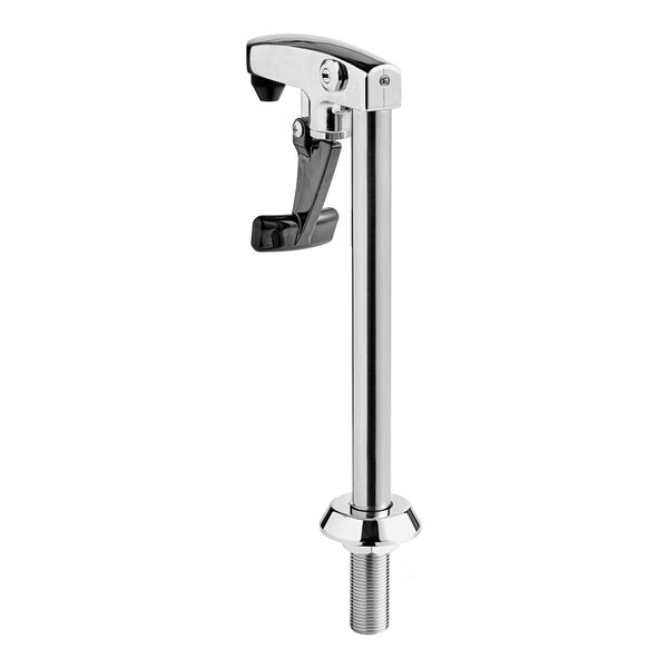 A close-up of a silver metal Regency countertop glass filler pipe.