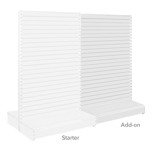 48" x 36" x 54" White Double-Sided Slatwall Add-On Gondola Merchandiser