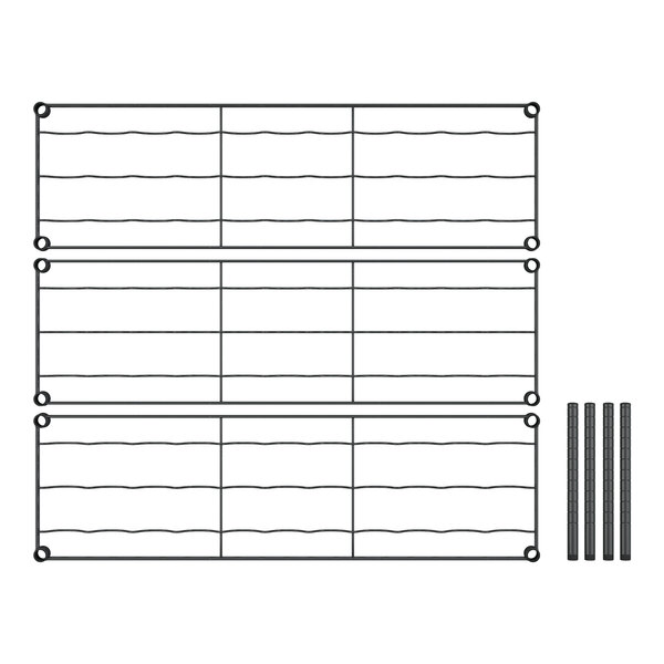 A black Regency wire wine rack grid with metal rods.