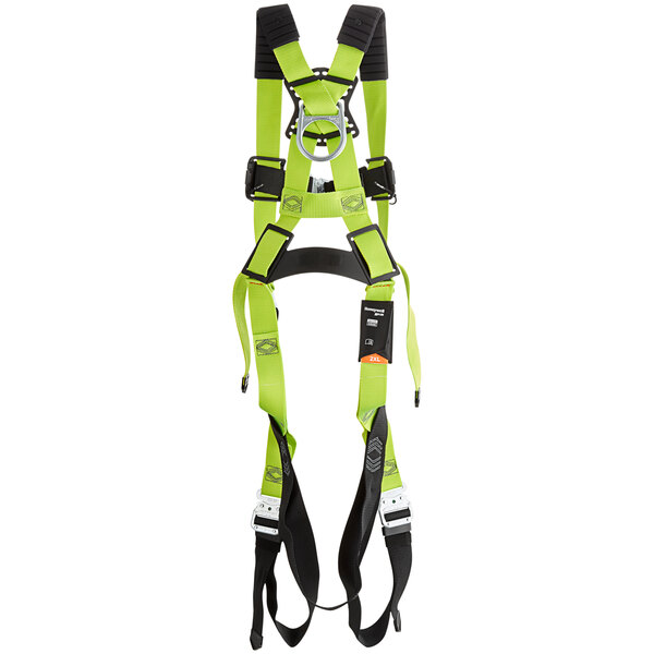 A green and black Honeywell Miller safety harness.