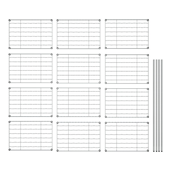 A Regency chrome wire wine rack with shelves and posts.
