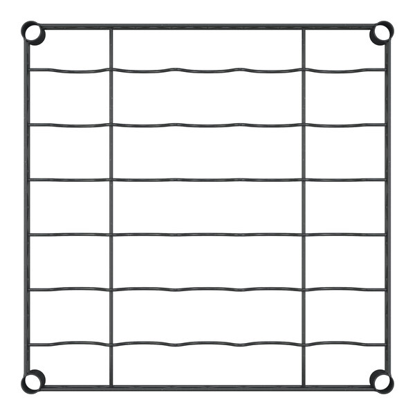 A black metal grid with black lines for holding wine bottles.