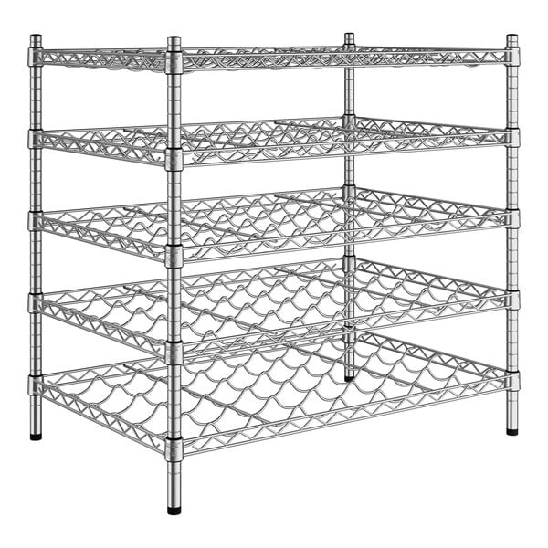 A Regency chrome wire wine rack with 5 shelves.
