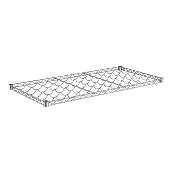 A metal grid shelf from Regency Wire Wine Shelves on a white background.