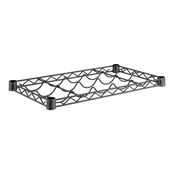 A black Regency wire wine shelf for 5 bottles.