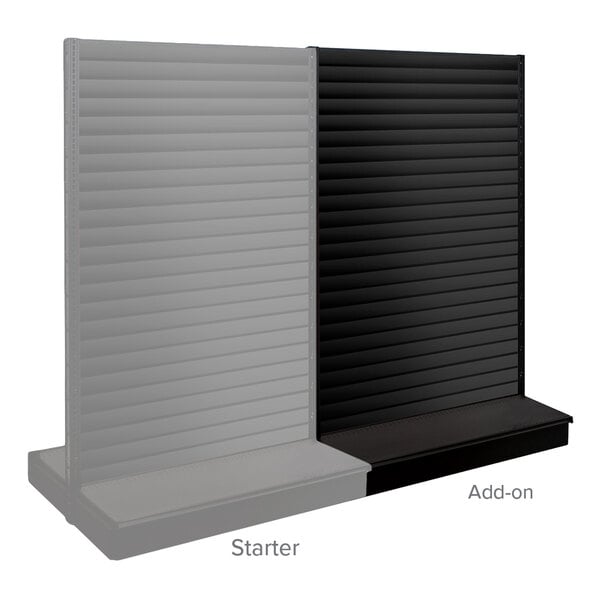 48" x 36" x 54" Black Double-Sided Slatwall Add-On Gondola Merchandiser