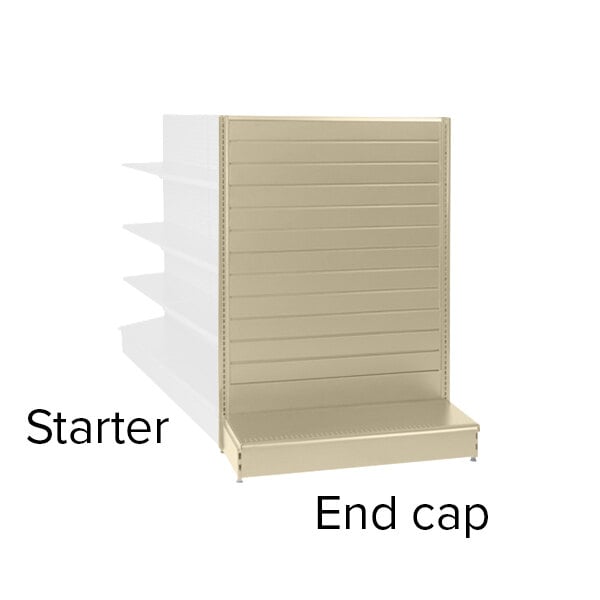 36" x 16" x 60" Beige Single-Sided Slatwall End Cap Gondola Merchandiser