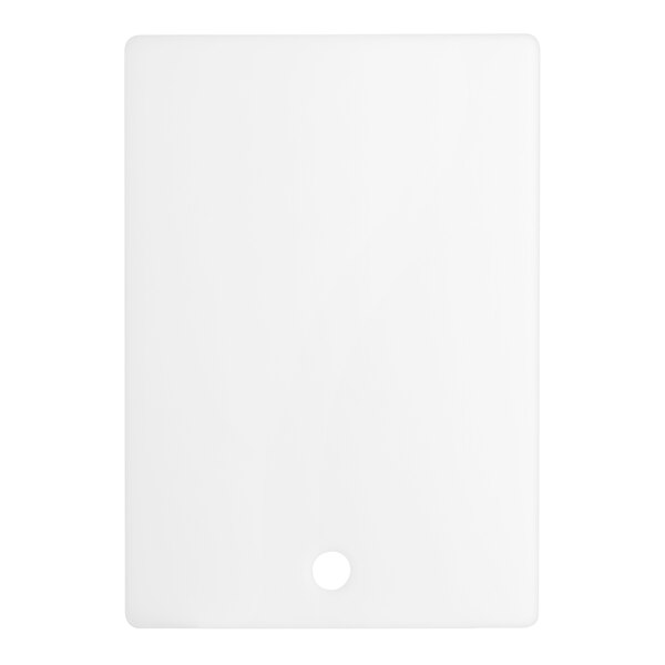 A white rectangular Regency Polyboard sink cover with a hole.