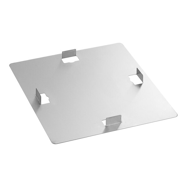 A Regency stainless steel sink cover with four holes in it.