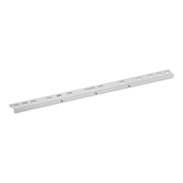 A white metal rectangular bar with holes.