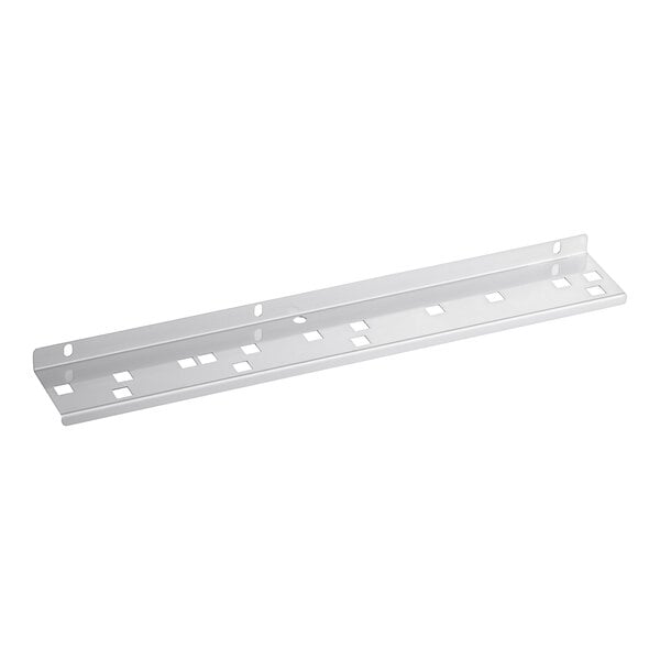 A white metal bar with holes.