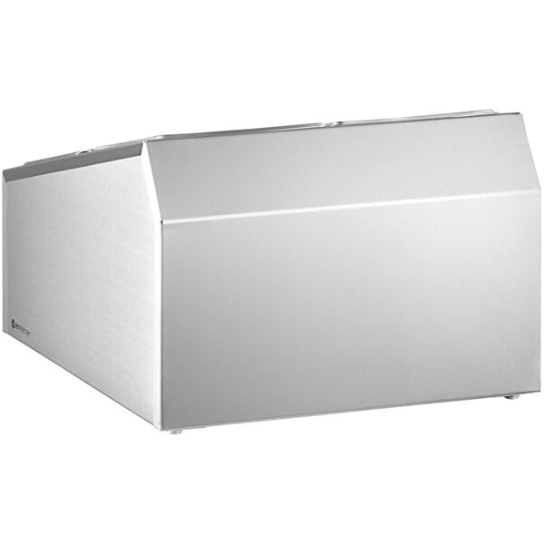 A white rectangular stainless steel box with a lid.
