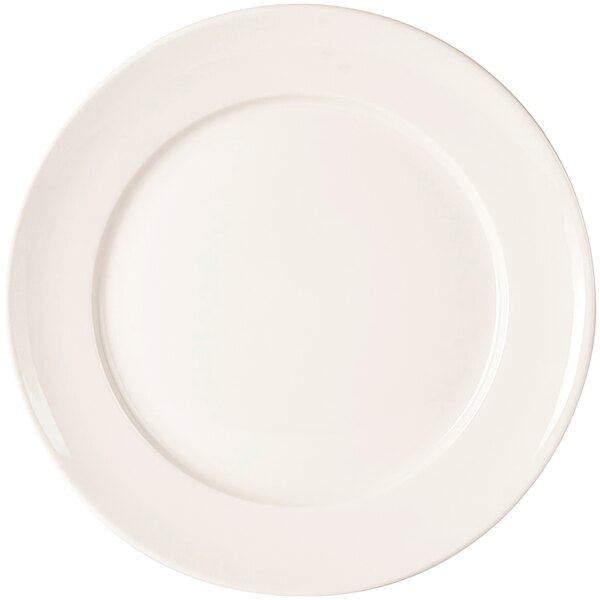 A Tuxton Columbia white china plate with a round edge.