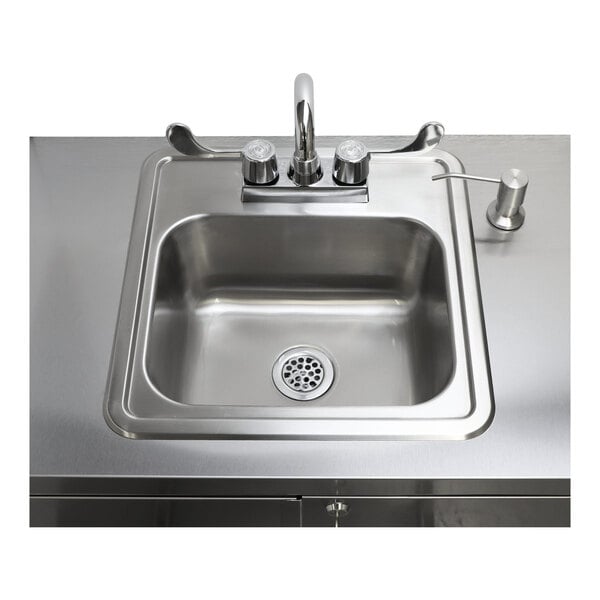 A Paragon stainless steel portable hand sink with a faucet.