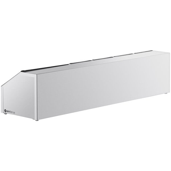 A white rectangular stainless steel organizer set with a handle on top.