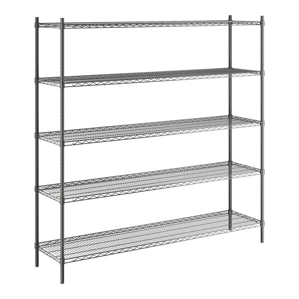 Steelton 18" x 72" NSF Black Epoxy 5-Shelf Kit with 72" Posts