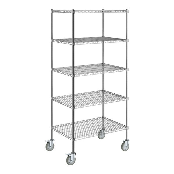 A Steelton chrome wire shelving kit with casters.