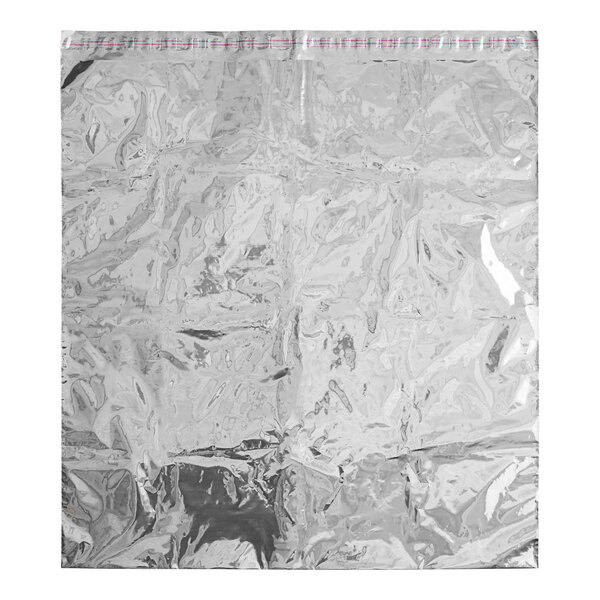 A close up of a silver Metallized Thermalast liner with a pink stripe.